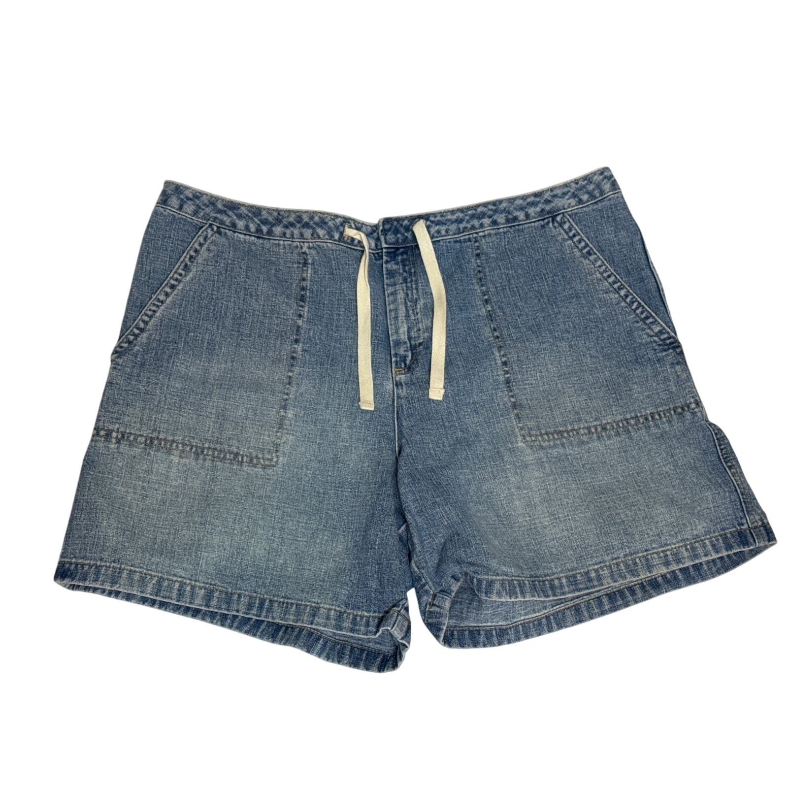 Vintage Y2K Old Navy Denim Jean Cargo Shorts XL Summer Festival Medium Wash Blue