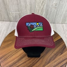 Vintage Montana Wildflower Scene Adult One Size Adjustable Red White Landscape H