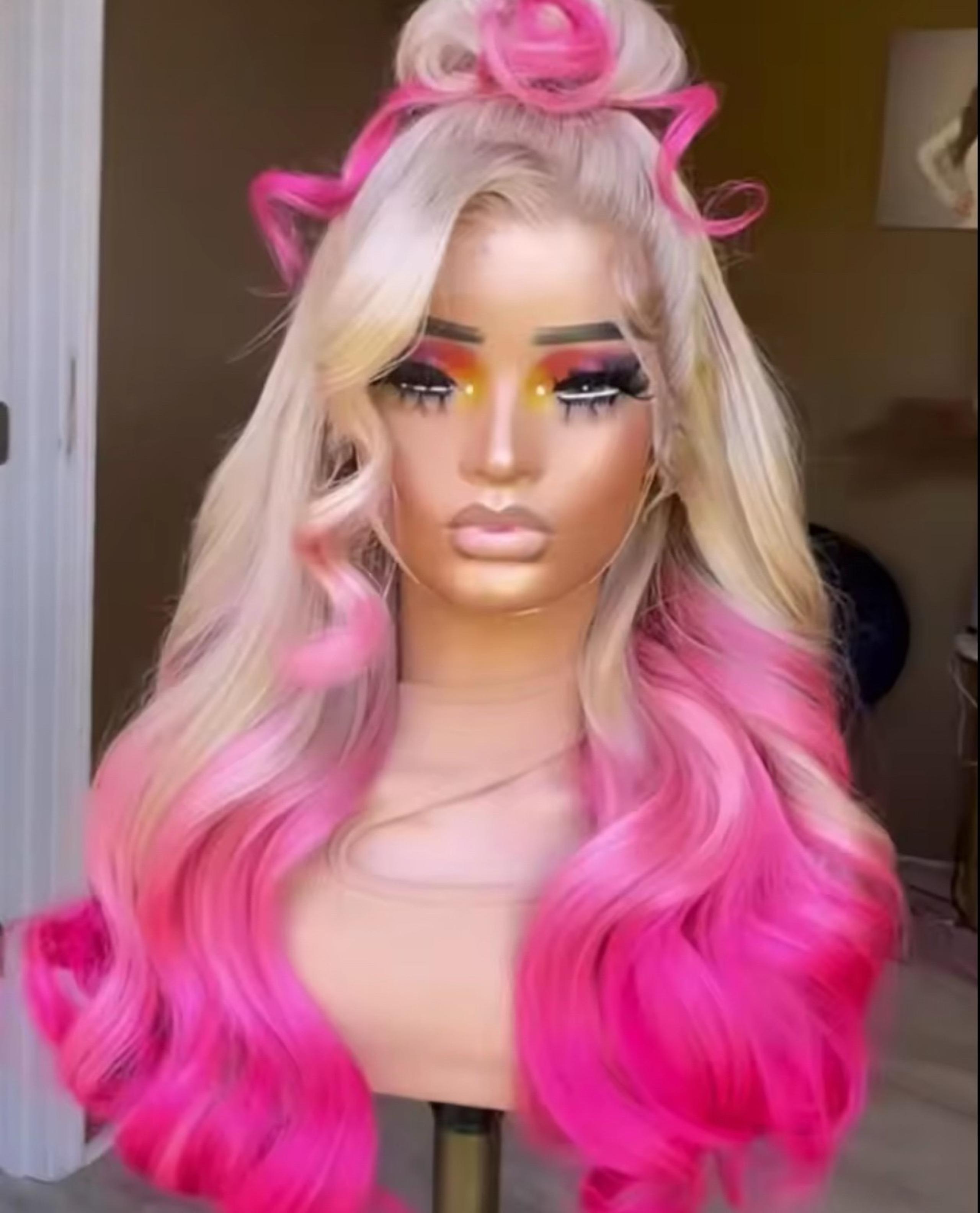 Pink ombre human hair wig - Virgin Only
