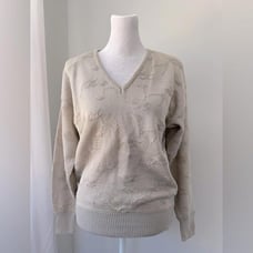 NWT Vintage ‘80s Rochelle California Beige V-Neck Sweater