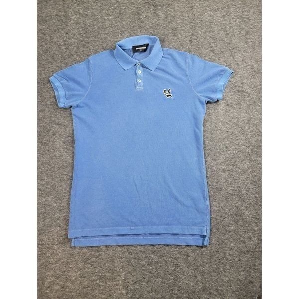 DSQUARED2 Mens Polo Shirt Size M Faded Blue Pique Cotton Logo Made In Italy