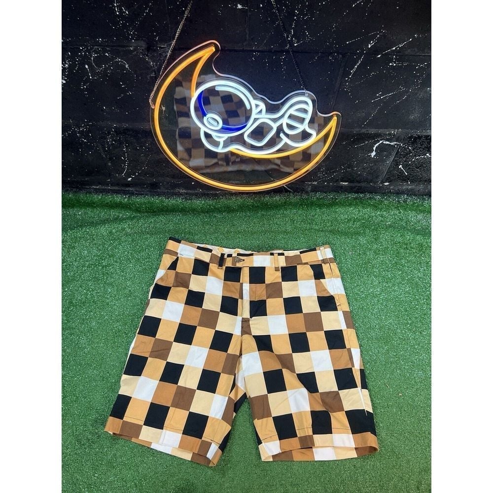 Loudmouth Shorts Men Size 40 Checkered AOP Golf Chino Stretch Cotton
