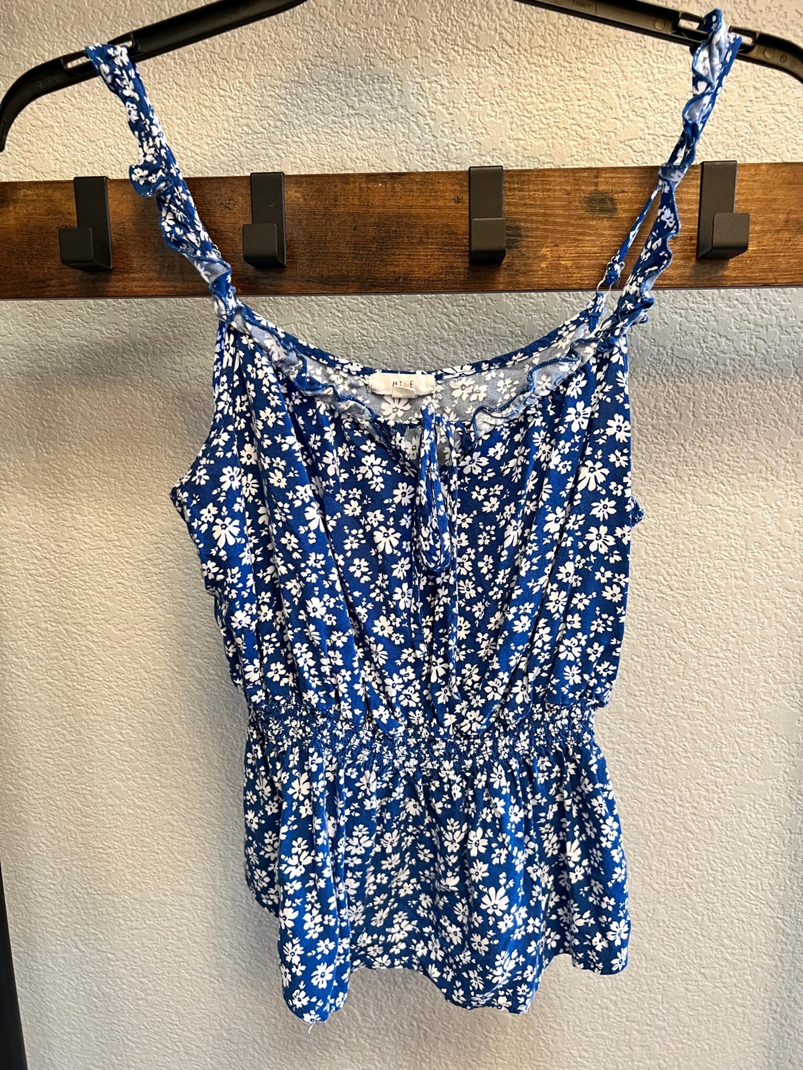 Blue floral spaghetti strap