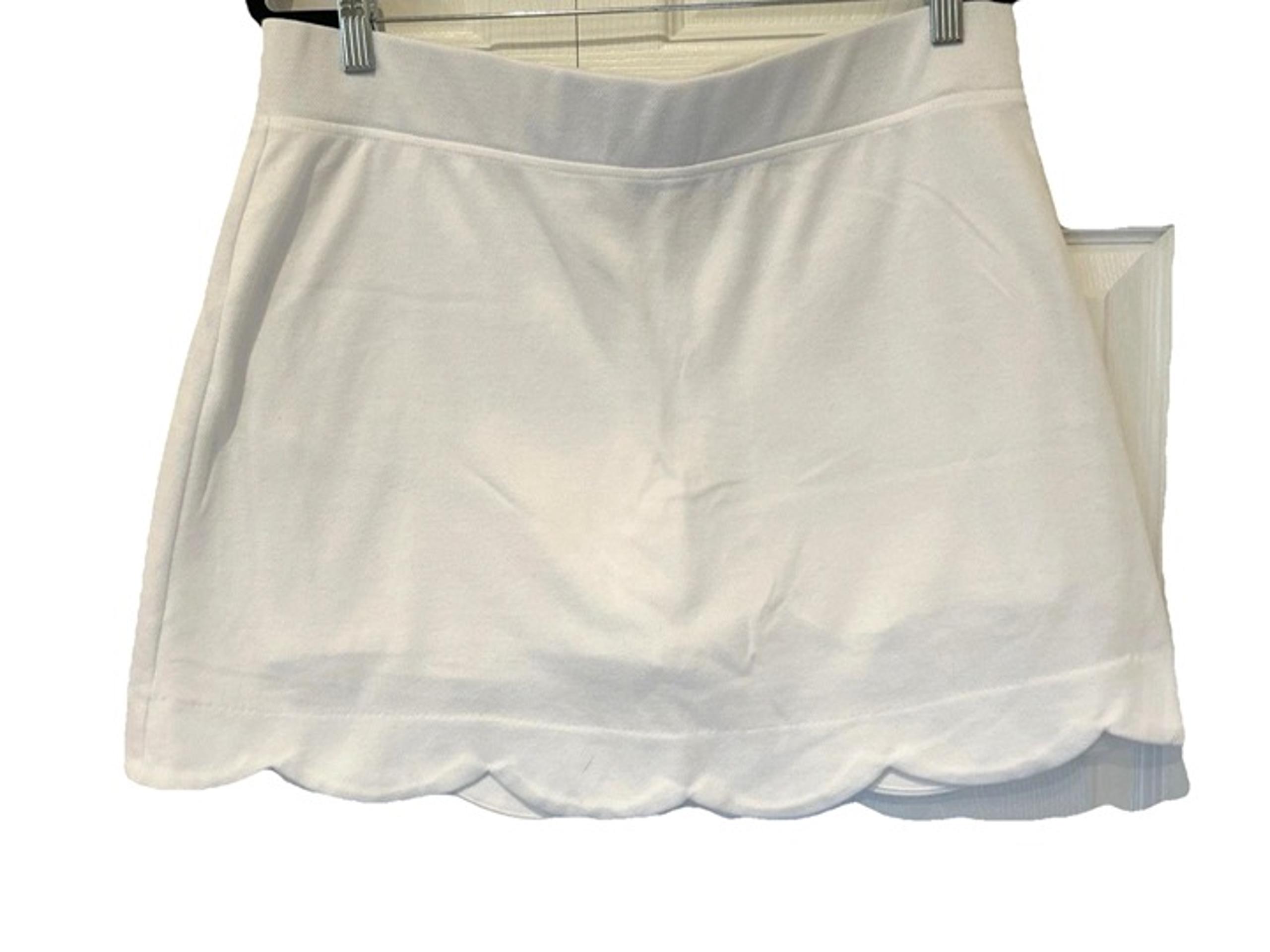 Talbots Womens Skort L Pique Scalloped Edge Preppy White Tennis Golf Pickleball