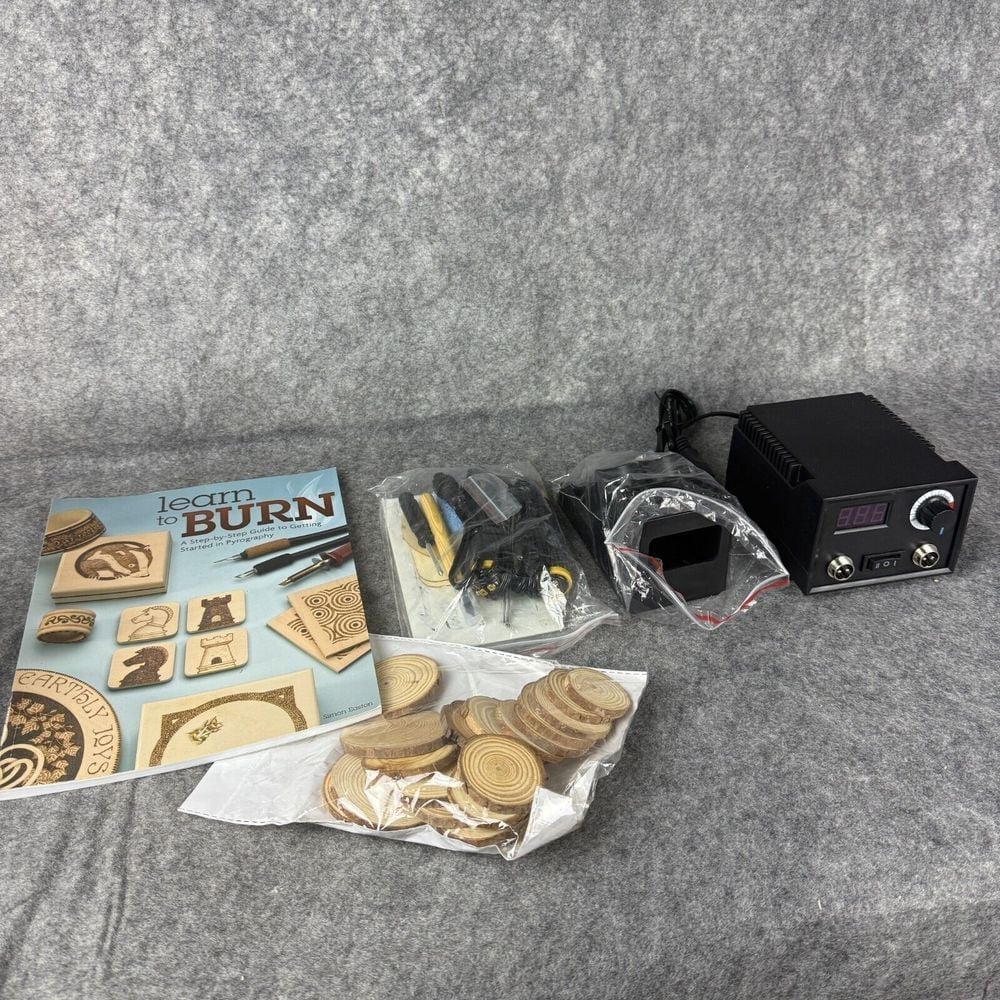 FIRElood Wood Burning Tool Burner kit Pen 25~750℃ Learn to Burn book, blanks LOT
