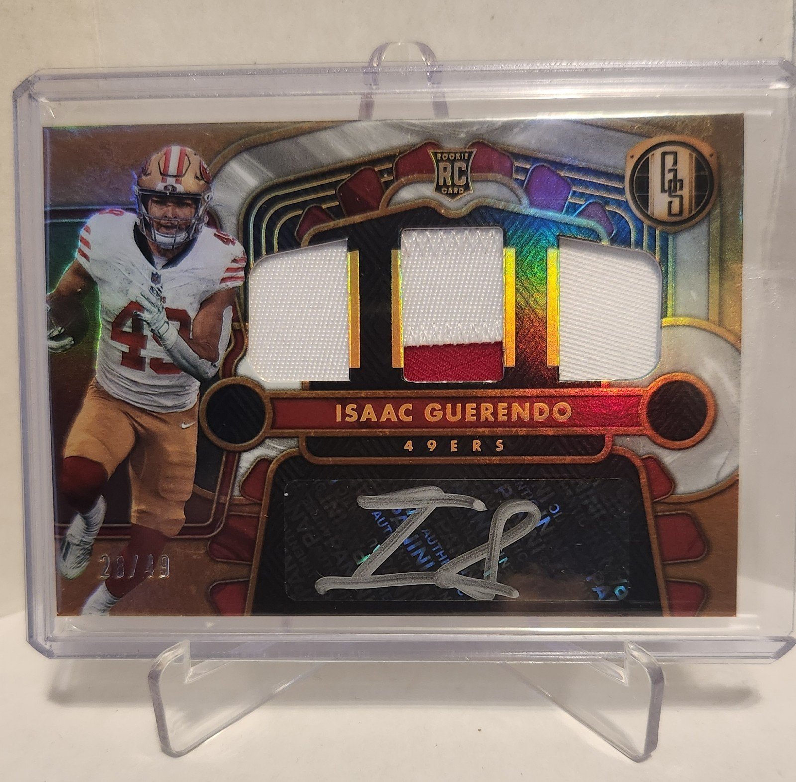 Isaac Guerendo Gold Standard Triple Patch Silver Auto 28/49