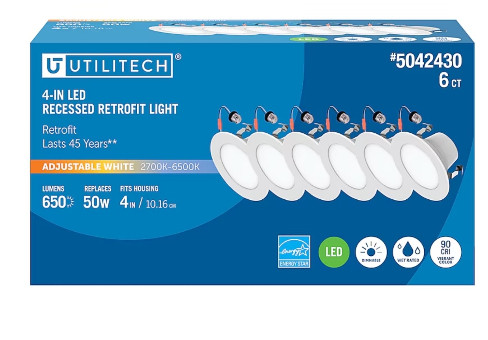 Retrofit Kit White 4-in 650-Lumen Switchable White Round Dimmable LED Canned