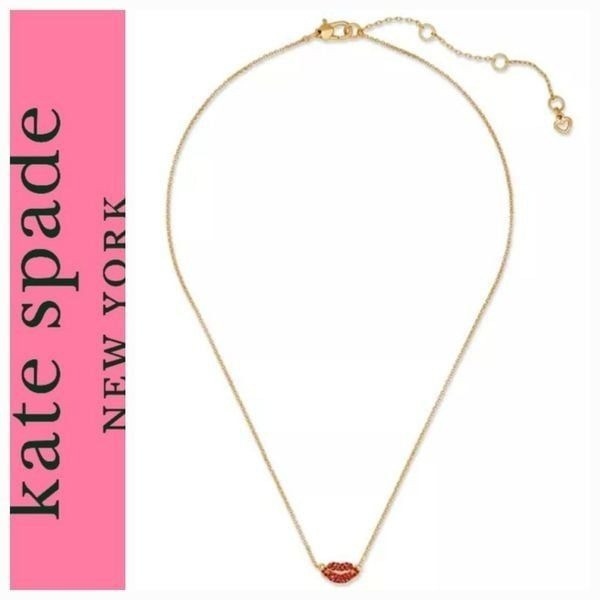 Kate Spade New York Hit The Town Pave' Lips Mini Pendant Necklace