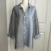 Habitat Grey Blue Stripe Colorblock Button Up Tunic Shirt Linen Large Lagenlook