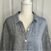 Habitat Grey Blue Stripe Colorblock Button Up Tunic Shirt Linen Large Lagenlook