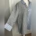 Habitat Grey Blue Stripe Colorblock Button Up Tunic Shirt Linen Large Lagenlook