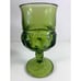 Indiana Glass Avocado Green Kings Crown Thumbprint Wine Glasses.