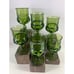 Indiana Glass Avocado Green Kings Crown Thumbprint Wine Glasses.
