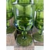 Indiana Glass Avocado Green Kings Crown Thumbprint Wine Glasses.