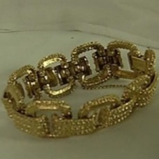 Vintage Monet Goldtone Rope Textured Square links Bracelet 8