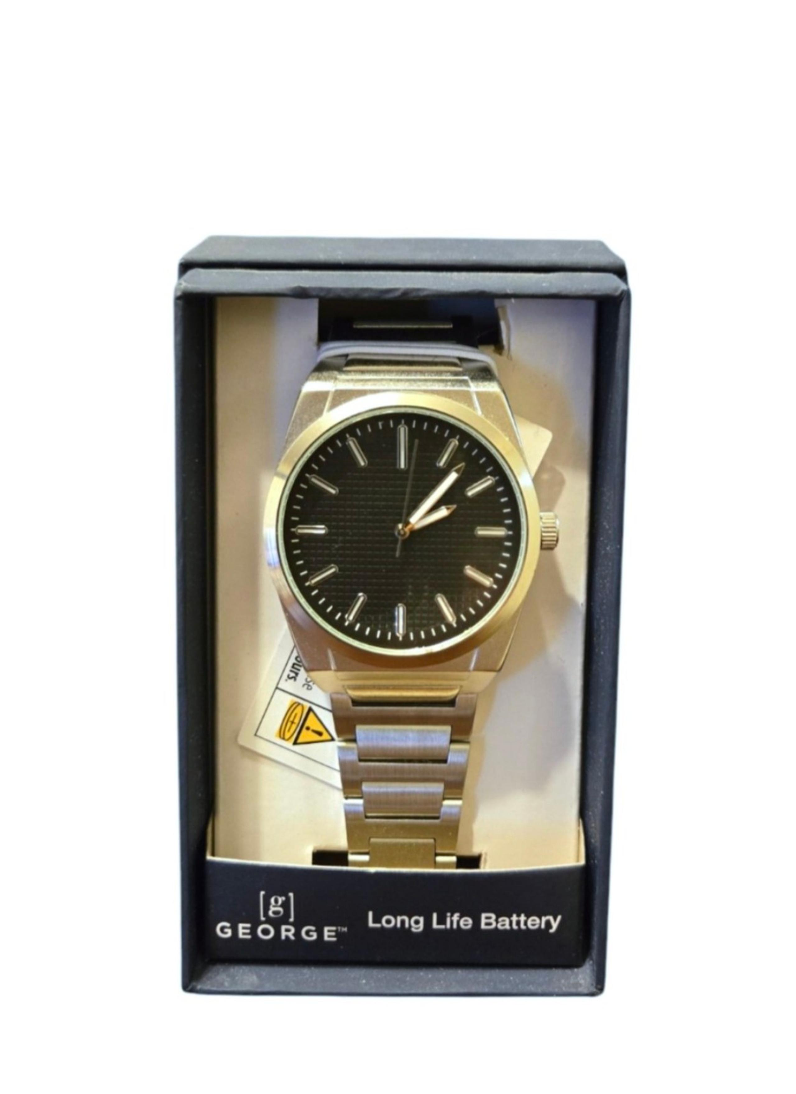 George Men's Analog Casual Wristwatch Black Face with Stainless Steel Band NWT!