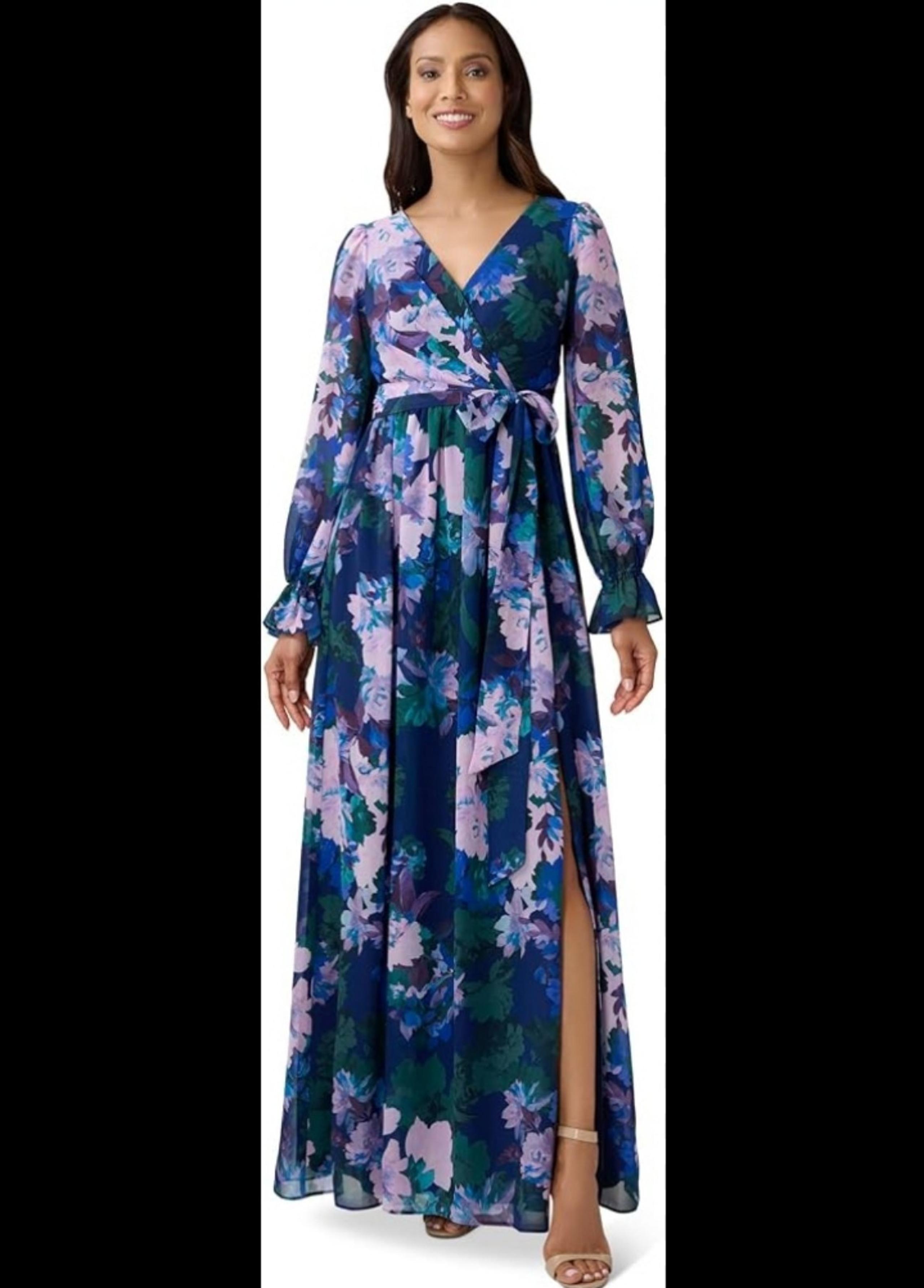 NWT Adrianna Papell Floral Chiffon Dress