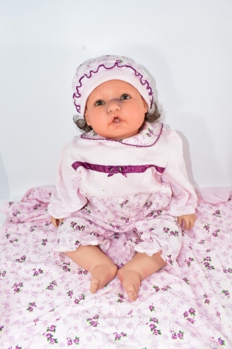 VINTAGE BERENGUER SOFT BODY 23 BABY GIRL DOLL & MATCHING BLANKET
