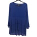 Midnight Velvet Pleated Tiered V-neck High Low Above Knee Bell Sleeve Dress S