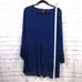Midnight Velvet Pleated Tiered V-neck High Low Above Knee Bell Sleeve Dress S