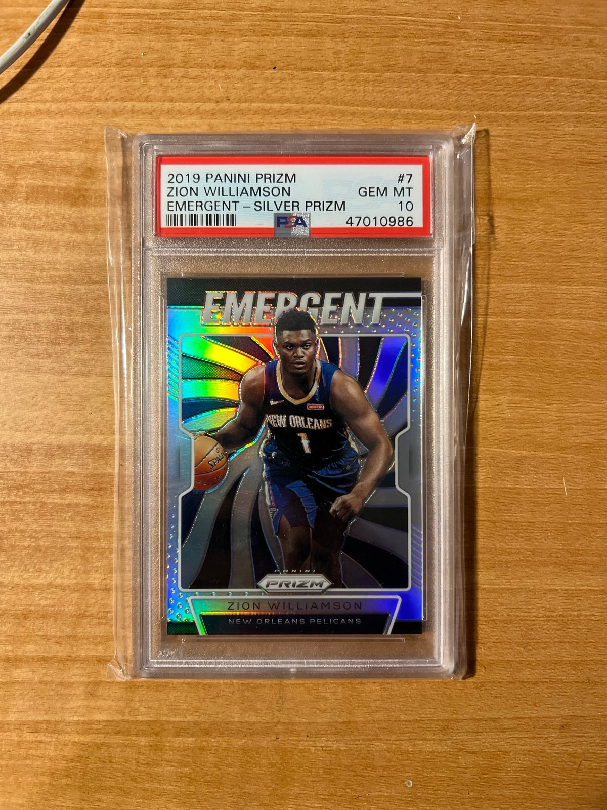 2019 Panini Prizm Silver Zion Williamson Rookie Emergent PSA 10 Gem Mint SP RC