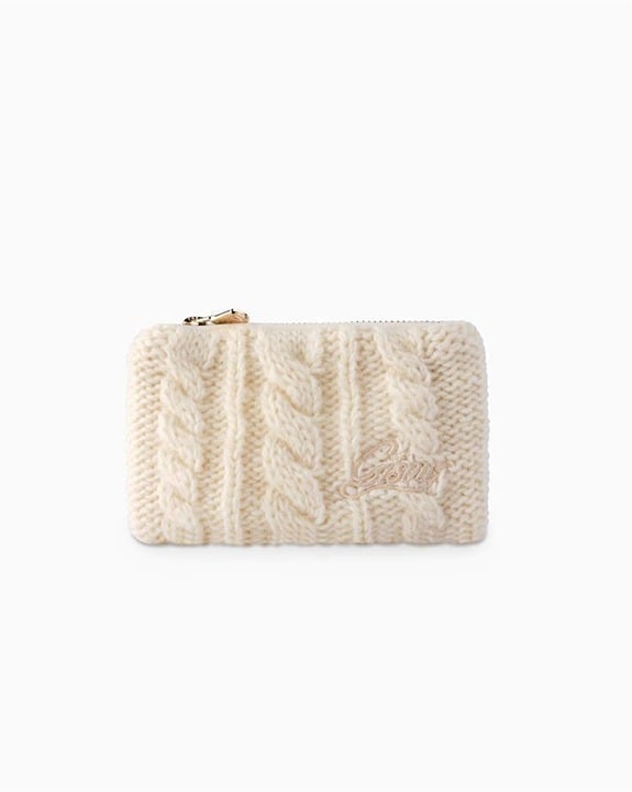 Gisou Holiday 2024 Cable Knit Mini Coin Purse Card Zip Pouch Bag