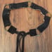 Y2K vintage brown sweet Italian leather belt with fringe and hoops