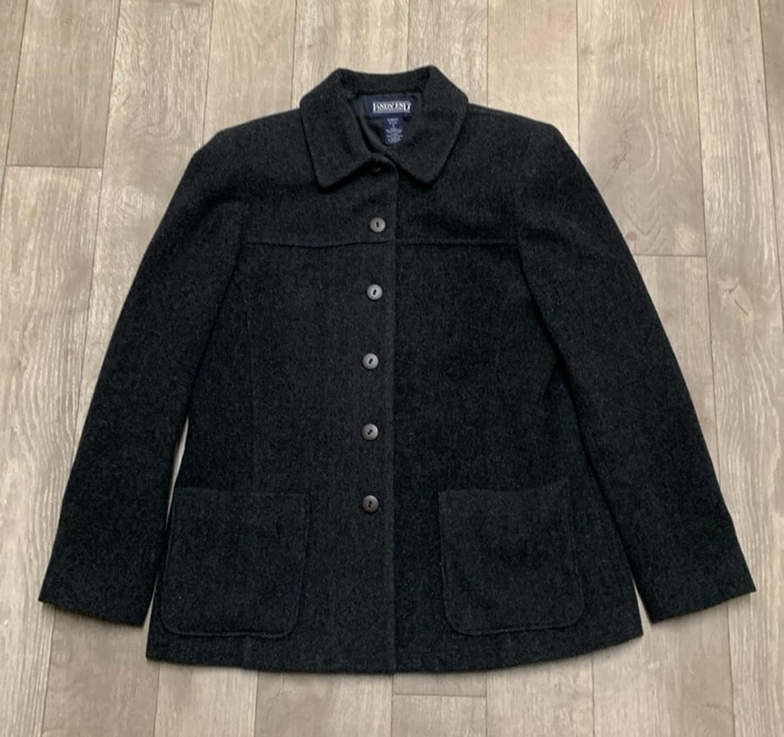 Womens Lands’ End Lambswool Blend Button Down 2 Pocket Jacket
