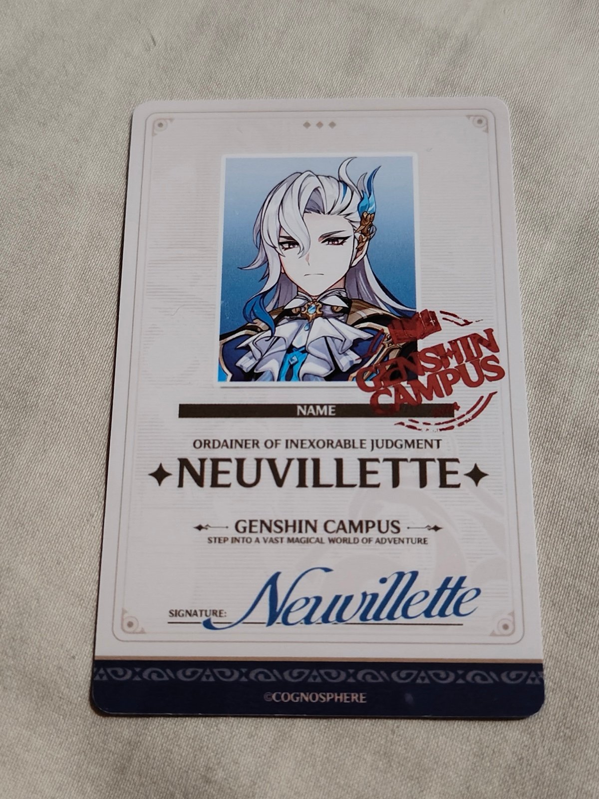 Genshin Campus Neuvillette ID card London Tour Limited