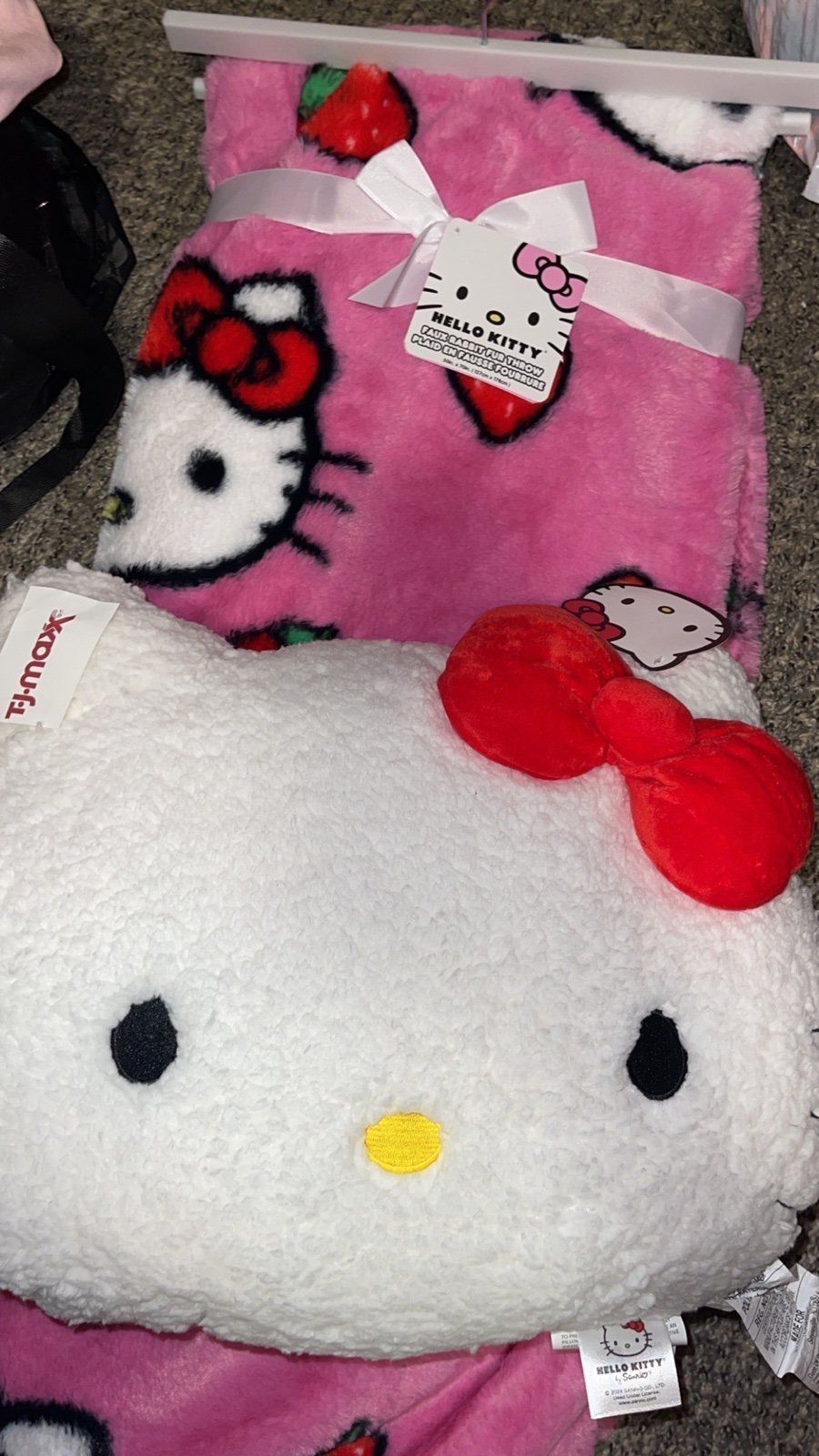 Hello Kitty strawberry blanket and pillow bundle