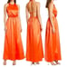 NWT Staud Sydney Satin Halter Open Back Maxi Dress Size M Orange Red Retail 350