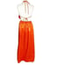 NWT Staud Sydney Satin Halter Open Back Maxi Dress Size M Orange Red Retail 350