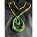 Vintage Rare POLCINI Green Enamel Choker Drop Pendant Necklace Pave Rhinestones