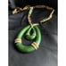 Vintage Rare POLCINI Green Enamel Choker Drop Pendant Necklace Pave Rhinestones