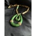 Vintage Rare POLCINI Green Enamel Choker Drop Pendant Necklace Pave Rhinestones