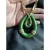 Vintage Rare POLCINI Green Enamel Choker Drop Pendant Necklace Pave Rhinestones