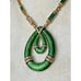 Vintage Rare POLCINI Green Enamel Choker Drop Pendant Necklace Pave Rhinestones