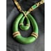 Vintage Rare POLCINI Green Enamel Choker Drop Pendant Necklace Pave Rhinestones