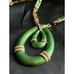 Vintage Rare POLCINI Green Enamel Choker Drop Pendant Necklace Pave Rhinestones