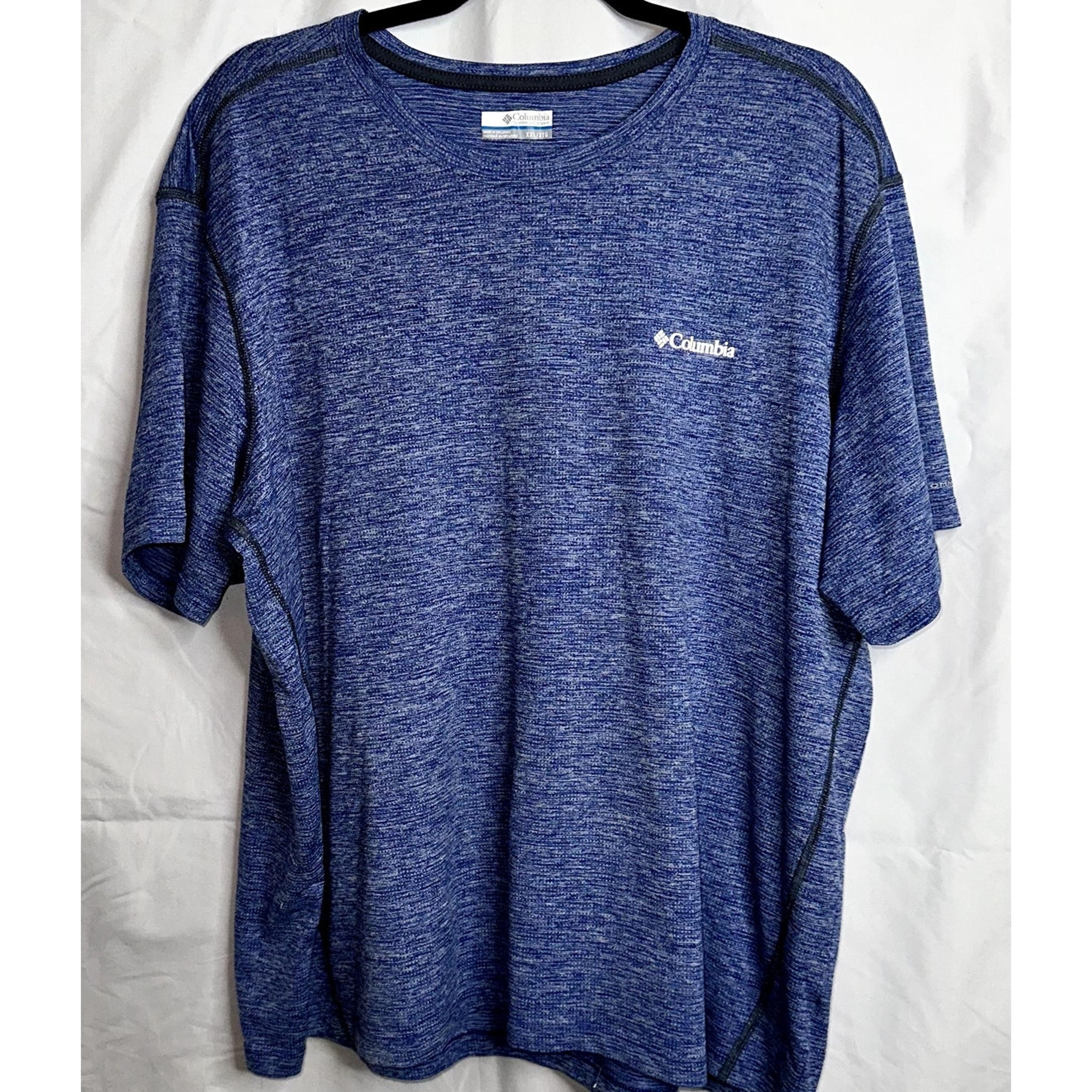 Columbia Mens Size XXL Blue Heathered Activewear Short Sleeve Shirt