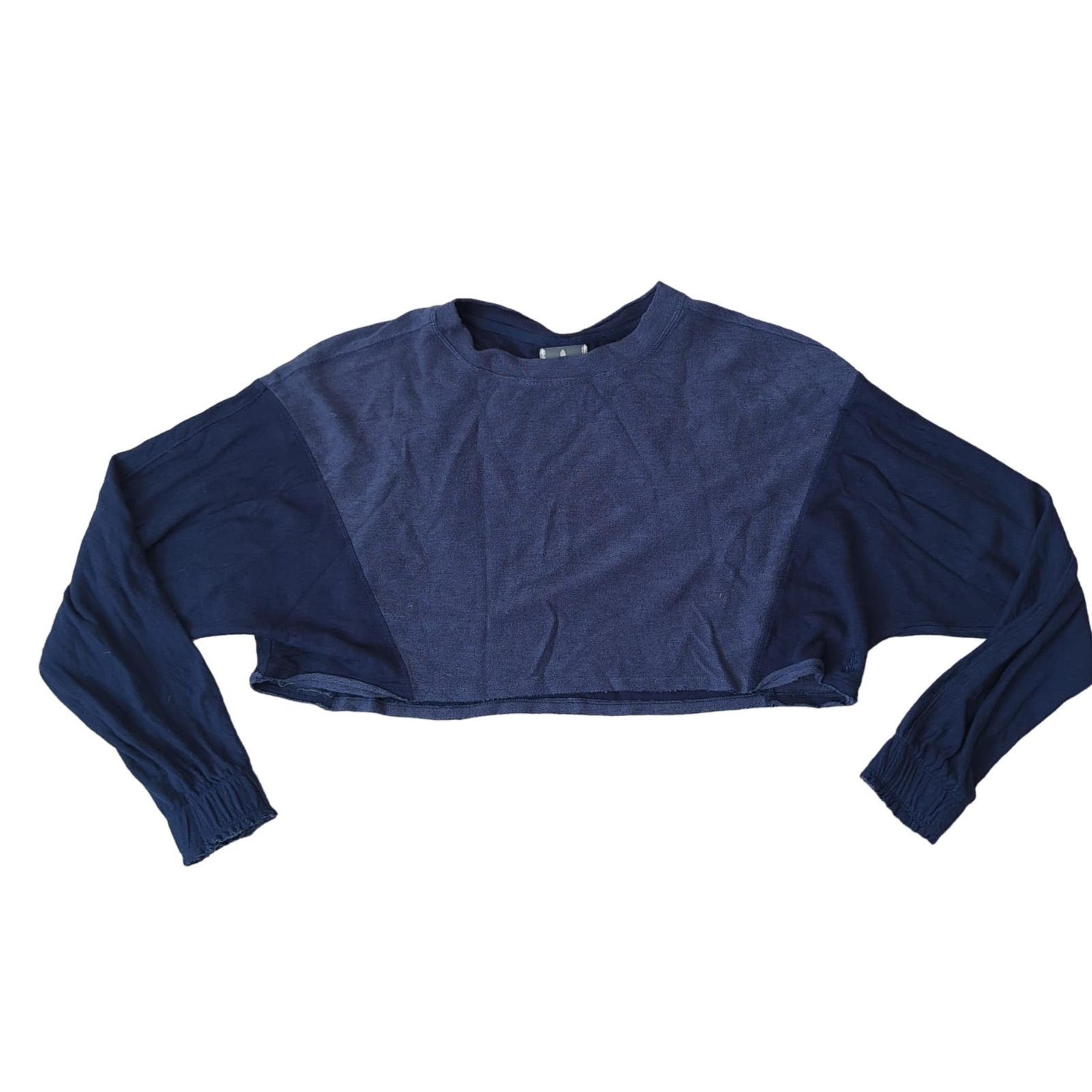 Free People FP Movement Sweatshirt Womens Top XS Blue Crop Leisurewear Surfside