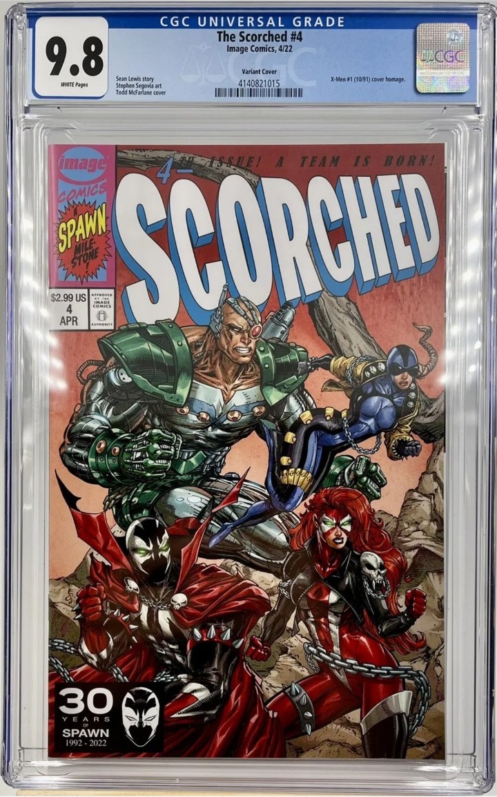 THE SCORCHED #4 CGC 9.8 VARIANT COVER X MEN #1 HOMAGE 1991 MCFARLANE