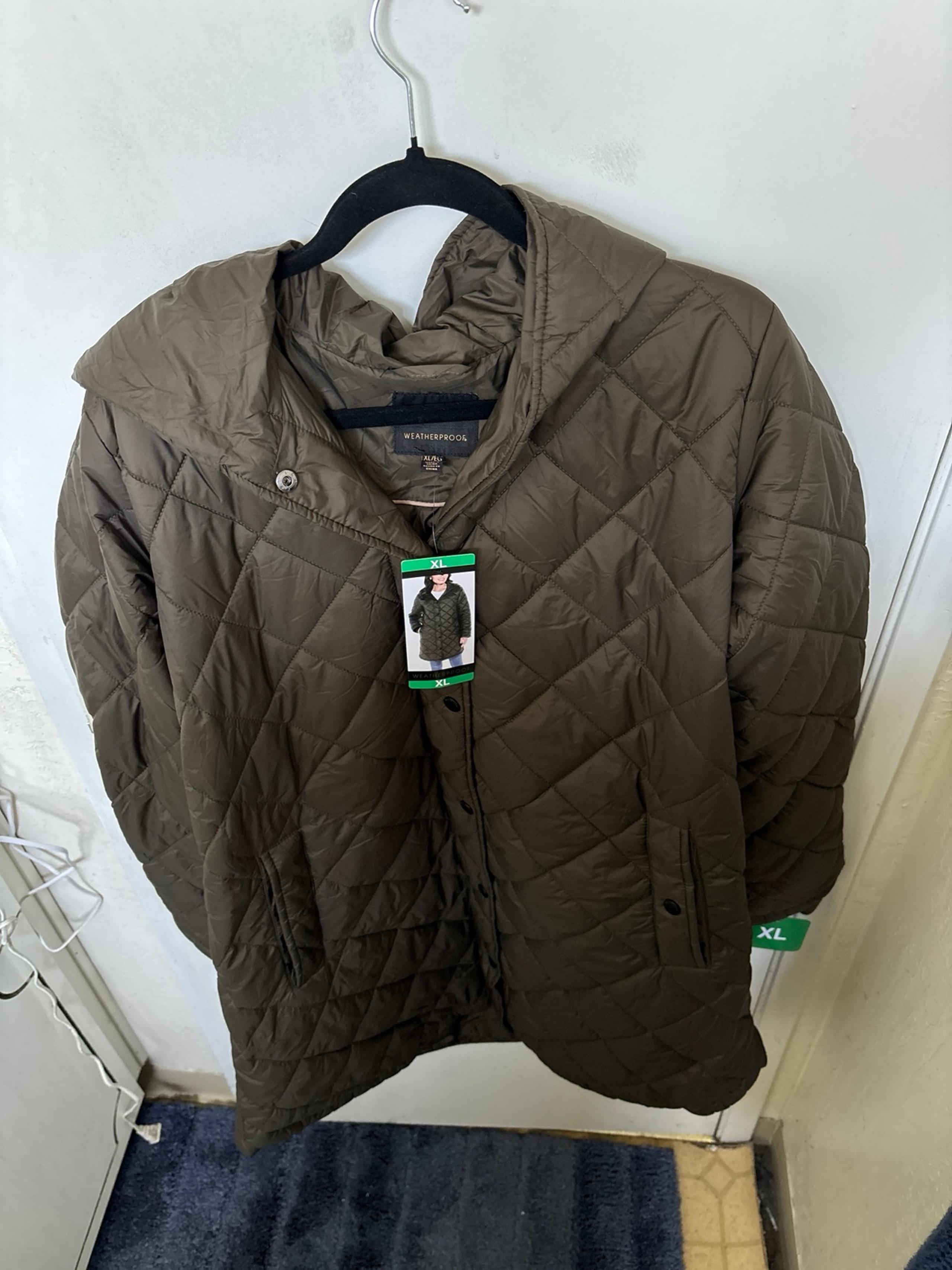 Weatherproof Puffer Jacket Women's  Diamond Quilted Olive Pockets Size XL