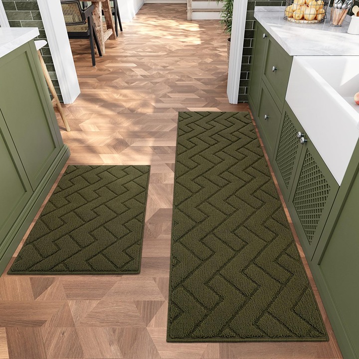 Kitchen Rugs and Mats Sets,2 Pieces Super Absorbent Polypropylene Non-Slip Rug