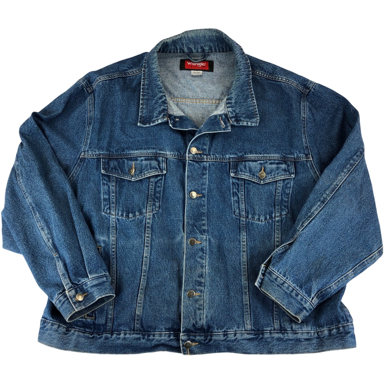 Vintage Wrangler Jacket Mens 4XL Blue Hero Denim Jean Trucker Button Up Classic