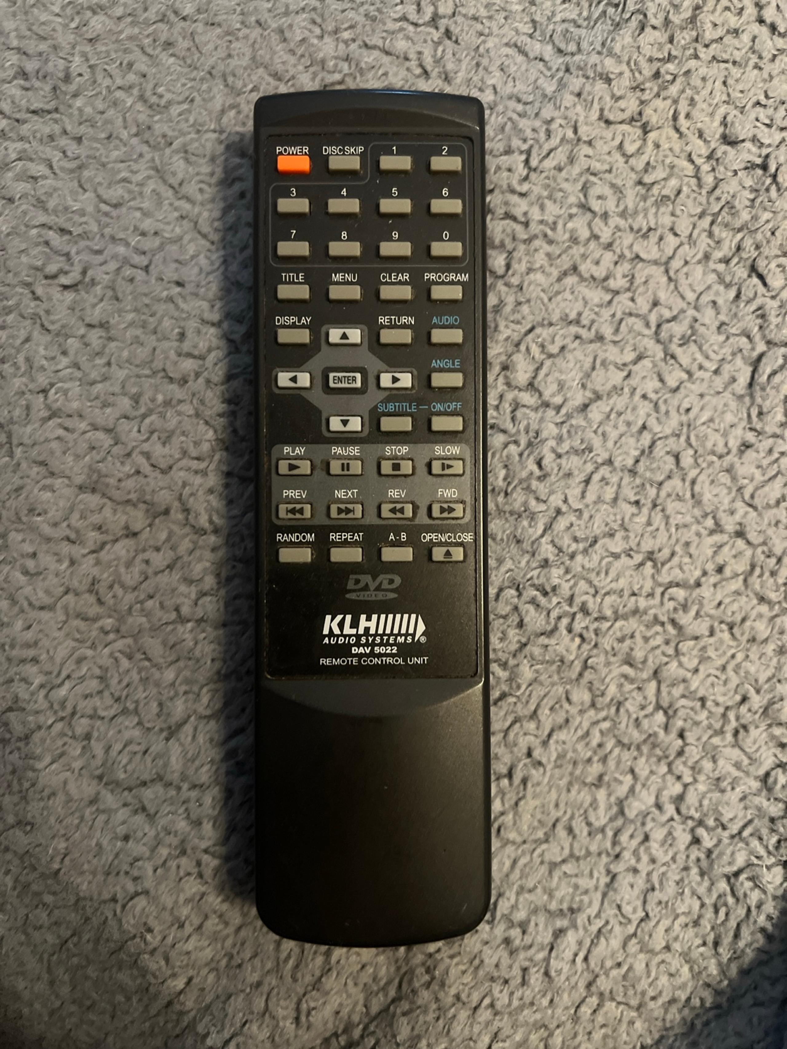 KLH DVD Remote Control DAV5022