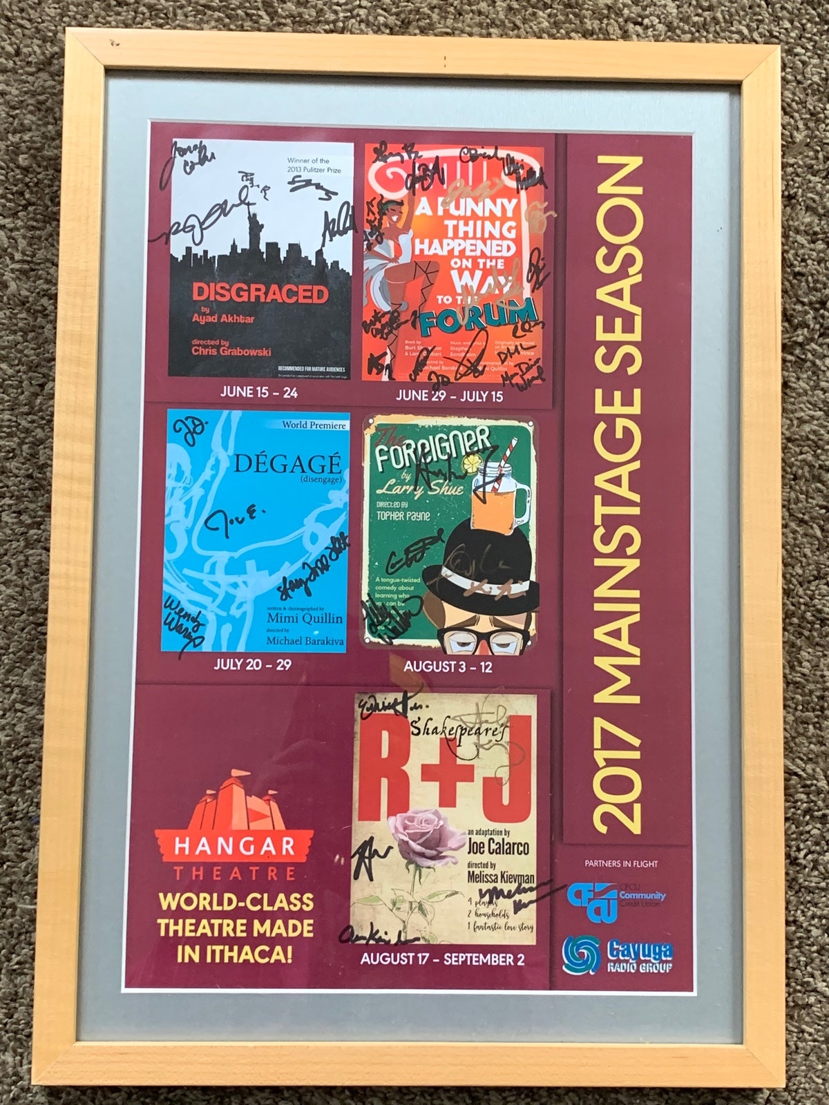 Framed Poster with Signatures from the Cayuga Radio Group