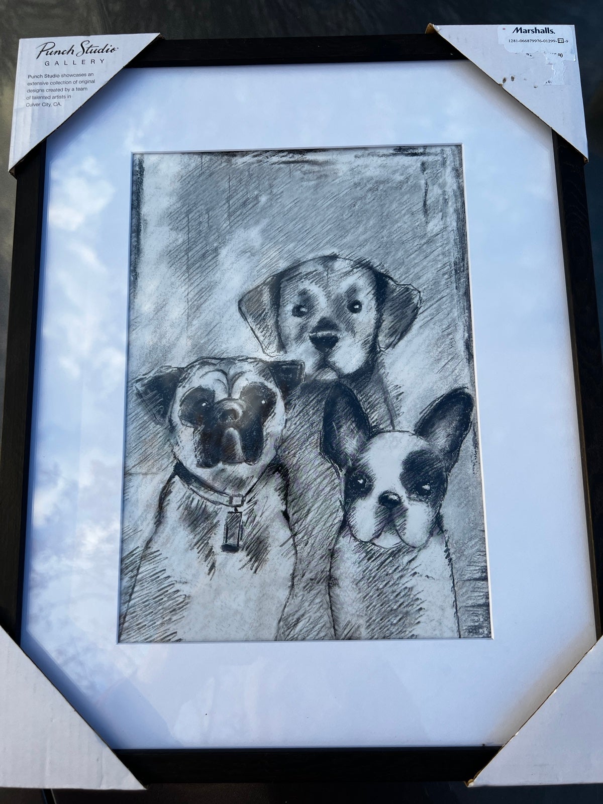 Beautiful framed dog art - pug, Labrador, French bulldog / boston terrier