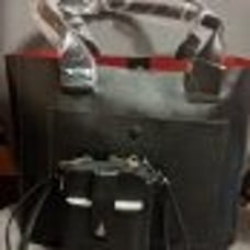 Banana Republic Black leather lg east west tote + Kelly and Katie black wristlet
