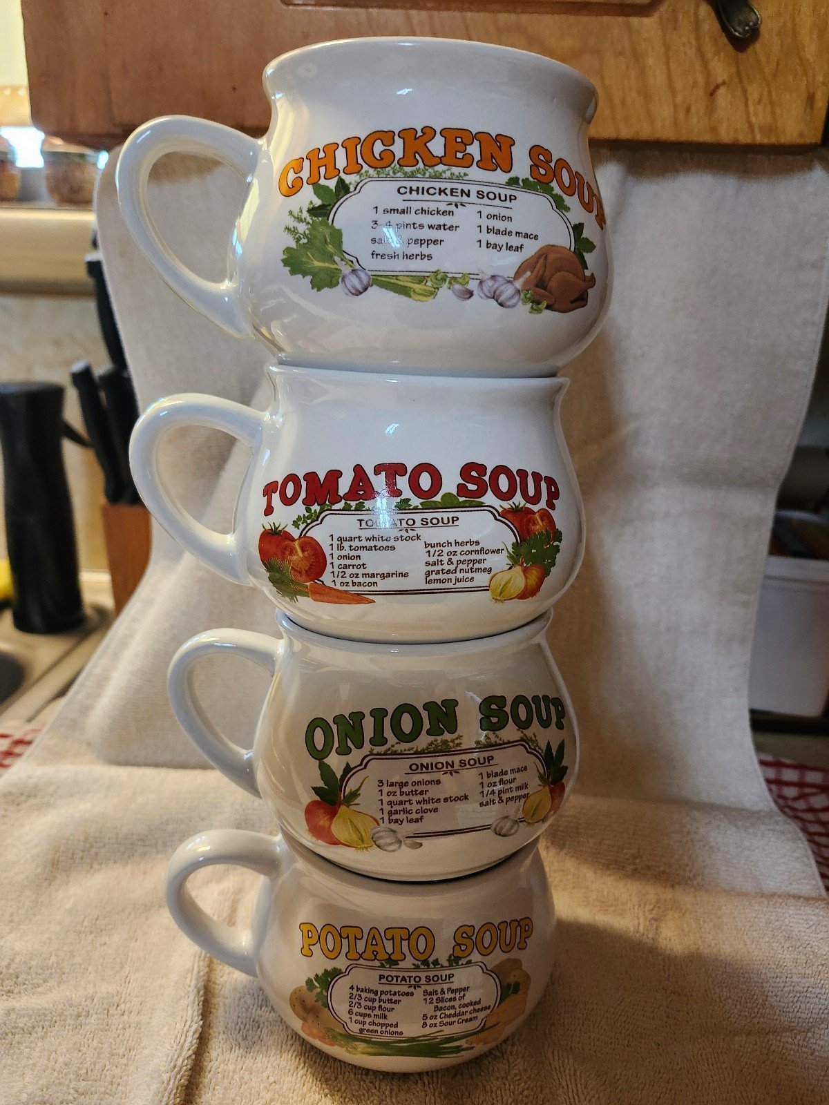 Vintage Soup Recipe Mugs set of 4